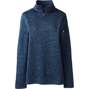 Lands’ End XL (18) Sweater fleece quarter zip pullover navy NWOT